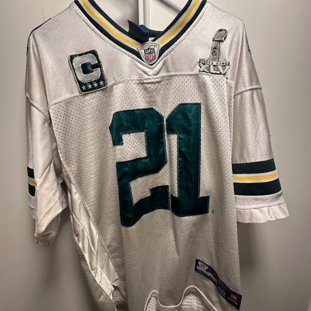 Reebok Charles Woodson Green Bay Packers Jersey Size 48 White NFL On Field
